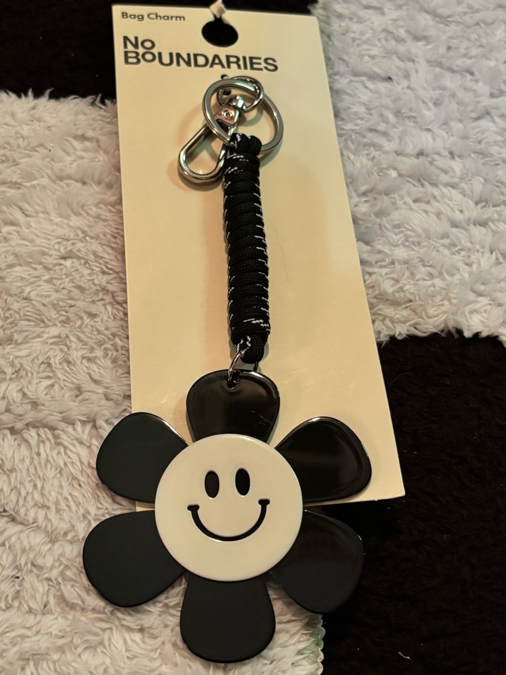 No Boundaries Black & Cream Braided Strap Keychain